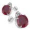 2.27 CARAT RUBY 10K SOLID WHITE GOLD ROUND SHAPE EARRING WITH 0.03 CTW DIAMOND