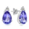 2.35 CARAT LAB TANZANITE 10K SOLID WHITE GOLD PEAR SHAPE EARRING WITH 0.03 CTW DIAMOND