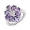 2.95 CTW Genuine Amethyst & White Topaz .925 Sterling Silver Floral Shape Ring