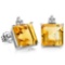 1.7 CARAT CITRINE 10K SOLID WHITE GOLD SQUARE SHAPE EARRING WITH 0.03 CTW DIAMOND