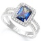 3 CARAT CREATED BLUE MYSTIC  2/5 CARAT CREATED WHITE SAPPHIRE 925 STERLING SILVER RING