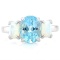 3 1/5 CT BABY SWISS BLUE TOPAZ  1 1/5 CT CREATED FIRE OPAL 925 STERLING SILVER RING