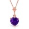 1.15 CTW 14K Solid Rose Gold Necklace Natural Purple Amethyst