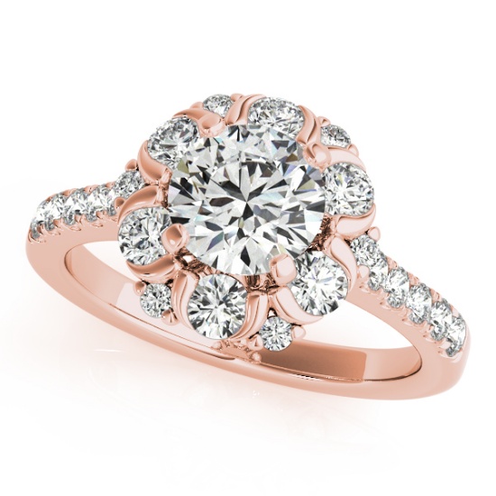 CERTIFIED 18K ROSE GOLD 1.51 CT G-H/VS-SI1 DIAMOND HALO ENGAGEMENT RING