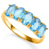 2.6 CT GENUINE SKY BLUE TOPAZ 10KT SOLID YELLOW GOLD RING