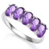 2.1 CT GENUINE AMETHYST 10KT SOLID WHITE GOLD RING
