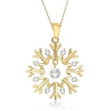 Snowflake Shaped Diamond Pendant Necklace 14k Yellow Gold (0.20ct)