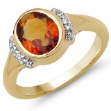 14K Yellow Gold Plated 1.27 CTW Genuine Citrine & White Topaz .925 Sterling Silver Ring