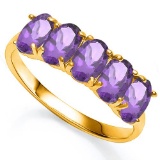 2.1 CT GENUINE AMETHYST 10KT SOLID YELLOW GOLD RING