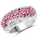 1.81 CTW Genuine Ruby and White Zircon .925 Sterling Silver Ring