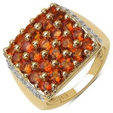 14K Yellow Gold Plated 2.43 CTW Genuine Citrine & White Topaz .925 Streling Silver Ring