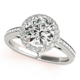 CERTIFIED TWO TONE GOLD 1.16 CT G-H/VS-SI1 DIAMOND HALO ENGAGEMENT RING