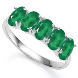 2.15 CT GENUINE EMERALD 10KT SOLID GOLD WHITE RING