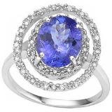 14K TANZANITE & WHITE DIAMOND 2.1 CTW Ring