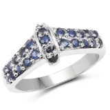 0.88 CTW Genuine Blue Sapphire .925 Sterling Silver Ring