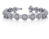 14KT WHITE GOLD 3 CTW G-H VS2/SI1 FANCIFUL ROUND DIAMOND BRACELET WITH TUBE LINKS