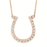 Diamond Horseshoe Pendant Necklace 14k Rose Gold (0.26ct)