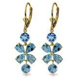 5.32 Carat 14K Solid Gold Chandelier Earrings Natural Blue Topaz