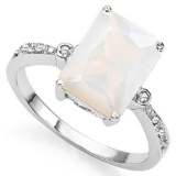 3 CT CREATED FIRE OPAL  DIAMOND 925 STERLING SILVER RING