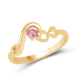 14K Yellow Gold Plated 0.10 CTW Genuine Ruby .925 Sterling Silver Ring
