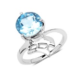 3.10 CTW Genuine Blue Topaz .925 Sterling Silver Ring