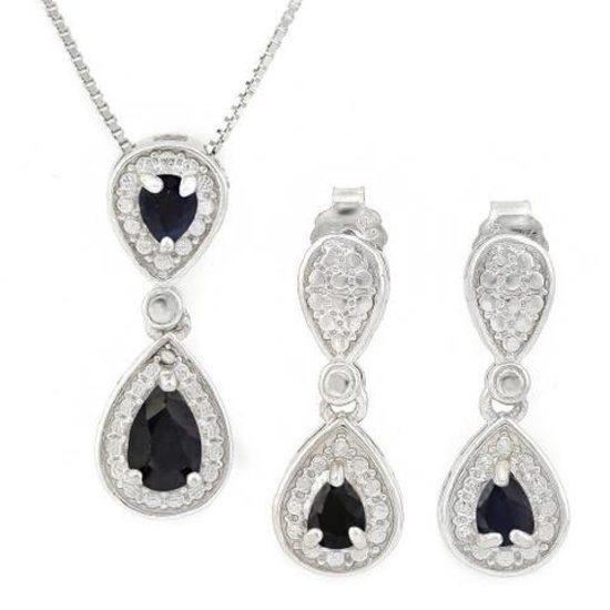 1 1/5 CARAT SAPPHIRE 925 STERLING SILVER SET