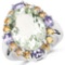 9.42 CTW Genuine Green Amethyst Citrine and Tanzanite .925 Sterling Silver Ring