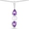 1.44 CTW Genuine Amethyst and Pearl .925 Sterling Silver Pendant
