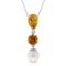 5.25 CTW 14K Solid White Gold Necklace Citrine pearl