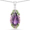 6.22 CTW Genuine Amethyst Chrome Diopside and Rhodolite .925 Sterling Silver Pendant