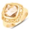 14K Yellow Gold Plated 3.86 CTW Genuine Golden Rutile .925 Sterling Silver Ring