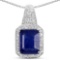 4.72 CTW Glass Filled Sapphire and White Topaz .925 Sterling Silver Pendant