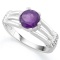 1 1/4 CARAT AMETHYST (20 PCS) FLAWLESS CREATED DIAMOND 925 STERLING SILVER RING