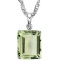 1.0 CTW GREEN AMETHYST 10K SOLID WHITE GOLD SQUARE SHAPE PENDANT