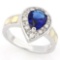 2 1/5 CARAT CREATED BLUE SAPPHIRE  1 CARAT CREATED FIRE OPAL 925 STERLING SILVER RING