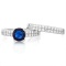 1 1/3 CARAT CREATED BLUE SAPPHIRE  1/2 CARAT (52 PCS) FLAWLESS CREATED DIAMOND 925 STERLING SILVER H