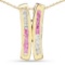 14K Yellow Gold Plated 1.08 CTW Genuine Pink Sapphire and White Sapphire .925 Sterling Silver Pendan