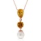 5.25 Carat 14K Solid Rose Gold Necklace Citrine pearl