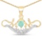 14K Yellow Gold Plated 0.62 CTW Genuine Emerald and White Topaz .925 Sterling Silver Pendant