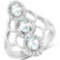 1.54 CTW Genuine Aquamarine and White Zircon .925 Sterling Silver Ring