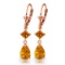 4.5 CTW 14K Solid Rose Gold Leverback Earrings Citrine
