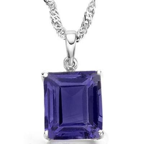 1.25 CTW BLACK SAPPHIRE 10K SOLID WHITE GOLD SQUARE SHAPE PENDANT