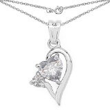 1.60 CTW Genuine White Cubic Zirconia .925 Streling Silver Pendant