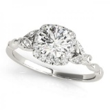 CERTIFIED 14KT WHITE GOLD 0.87 CTW G-H/VS-SI1 DIAMOND HALO ENGAGEMENT RING