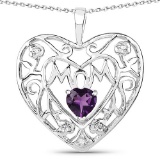 0.50 CTW Genuine Amethyst and White Topaz .925 Sterling Silver Pendant
