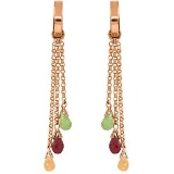 14K Solid Rose Gold Chandelier Earrings with Multi Gemstones