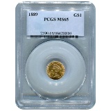 Certified US Gold $1 Liberty MS65 type 3 (Dates Our Choice) PCGS or NGC