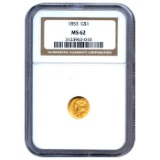 Certified US Gold $1 Liberty MS62 type 1 (Dates Our Choice) PCGS or NGC