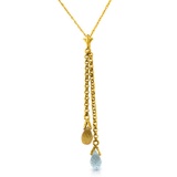 1.4 Carat 14K Solid Gold Necklace Blue Topaz And Citrine