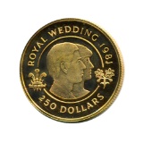 Bermuda $250 Gold PF 1981 Royal Wedding